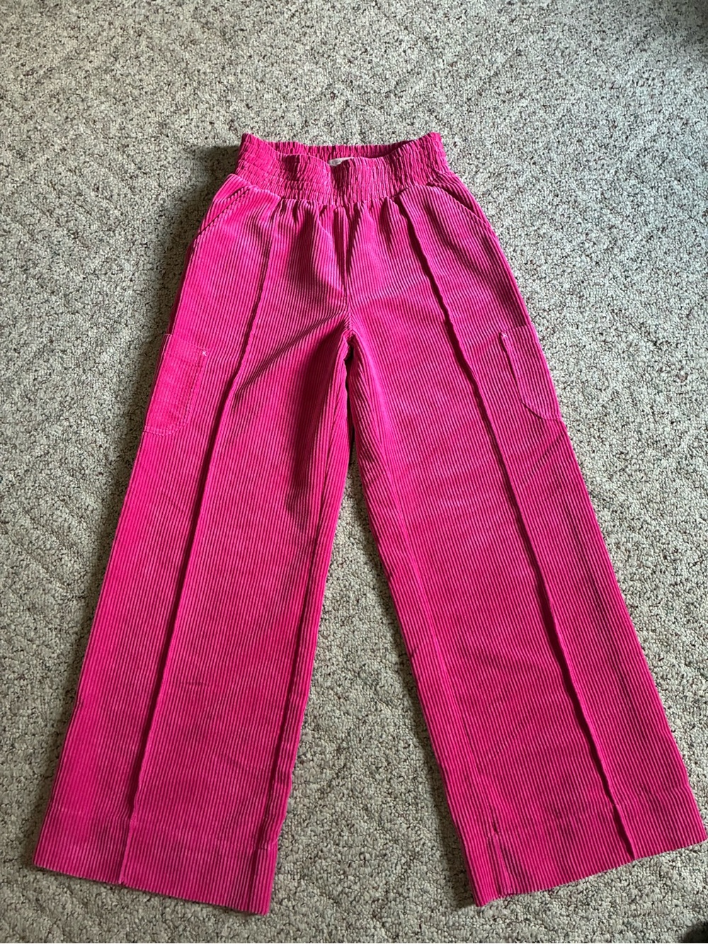Ultra Flirt Women’s Hot Pink Wide-Leg Corduroy Pants
